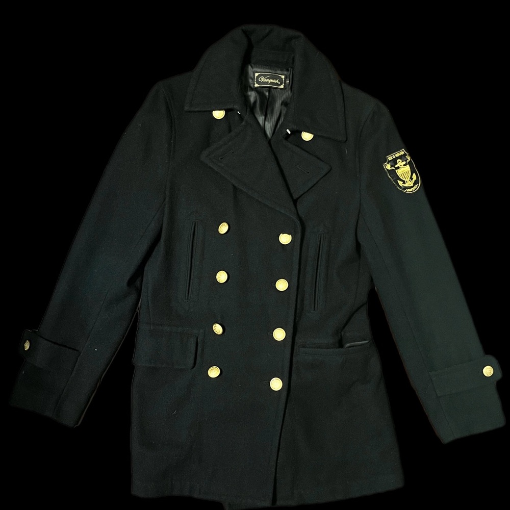 Blue Pea Coat Double-Breasted Classic Design